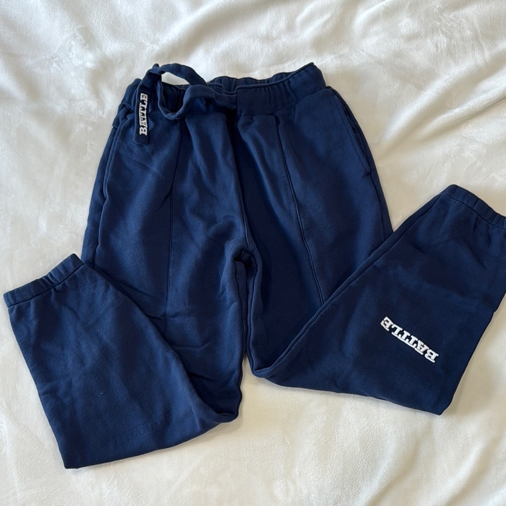 Blue Joggers with Elastic Waistband and Tapered Ankle